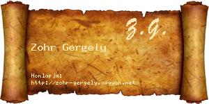 Zohr Gergely névjegykártya